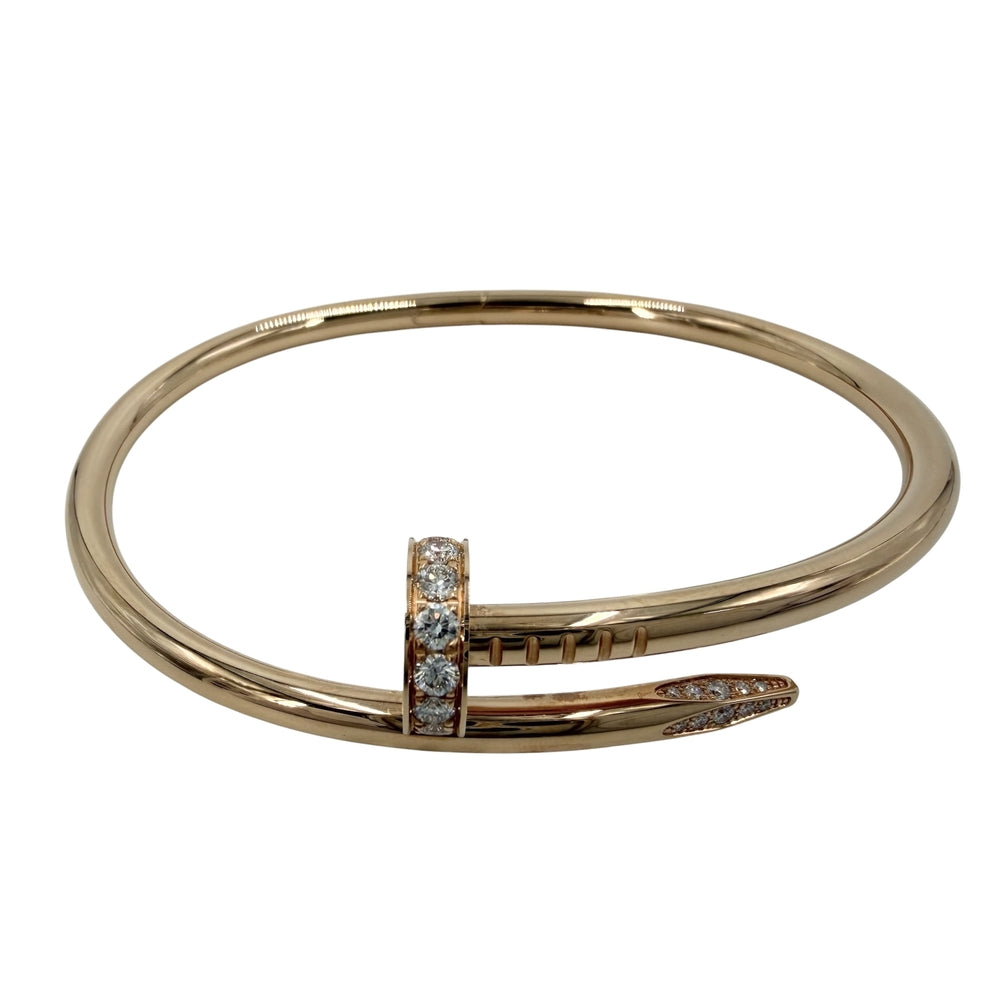 CARTIER カルティエ バングル ブレスレット ジュストアンクル クラシックモデル 釘 18金PG Au750 ジュエリー アクセサリー 17サイズ K18ピンクゴールド ダイヤモンド レディース 約31.8g【中古品】
