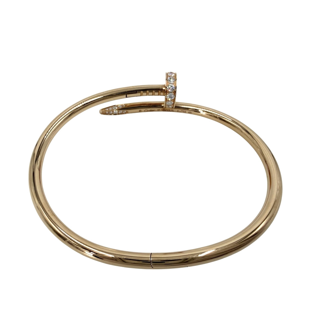 CARTIER カルティエ バングル ブレスレット ジュストアンクル クラシックモデル 釘 18金PG Au750 ジュエリー アクセサリー 17サイズ K18ピンクゴールド ダイヤモンド レディース 約31.8g【中古品】