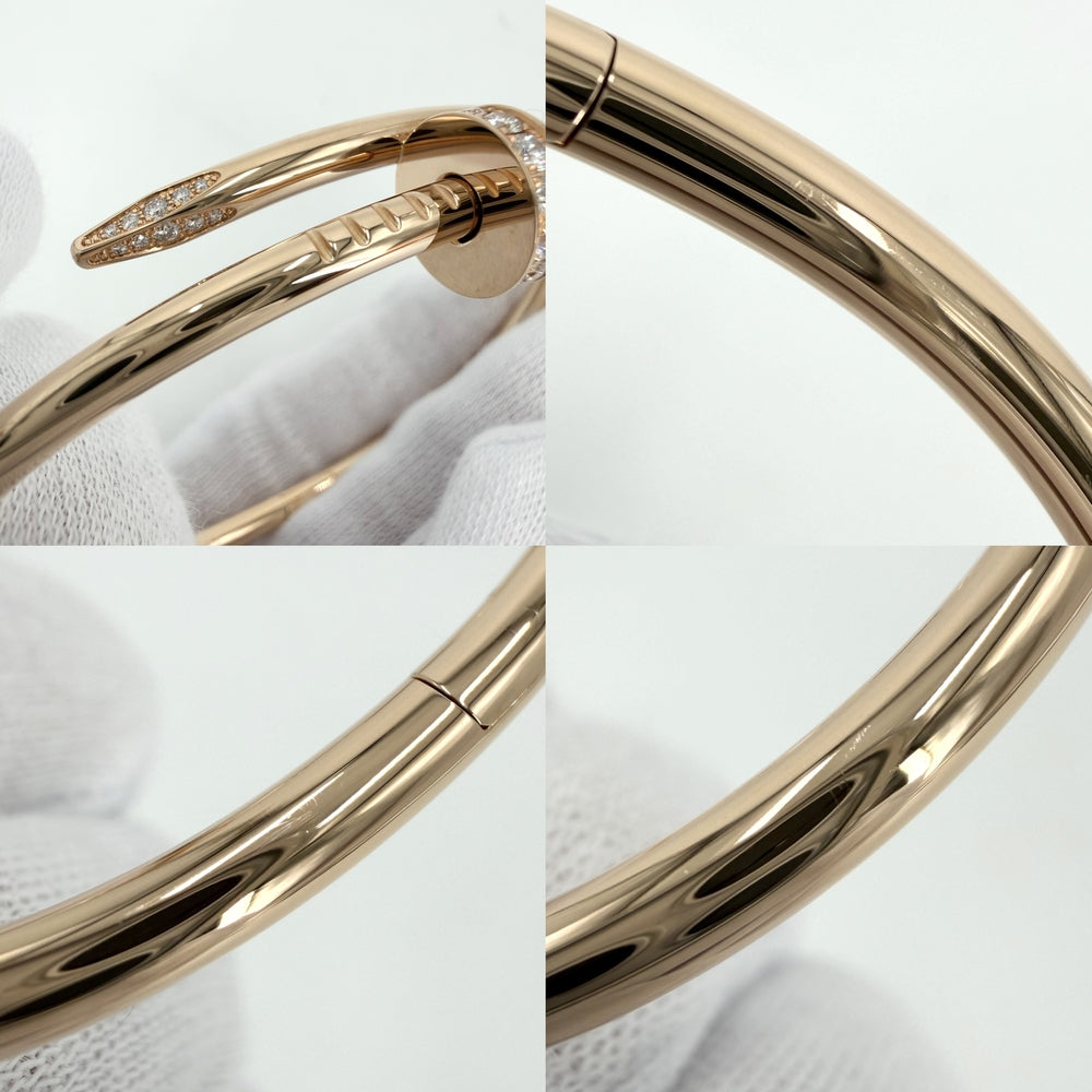 CARTIER カルティエ バングル ブレスレット ジュストアンクル クラシックモデル 釘 18金PG Au750 ジュエリー アクセサリー 17サイズ K18ピンクゴールド ダイヤモンド レディース 約31.8g【中古品】