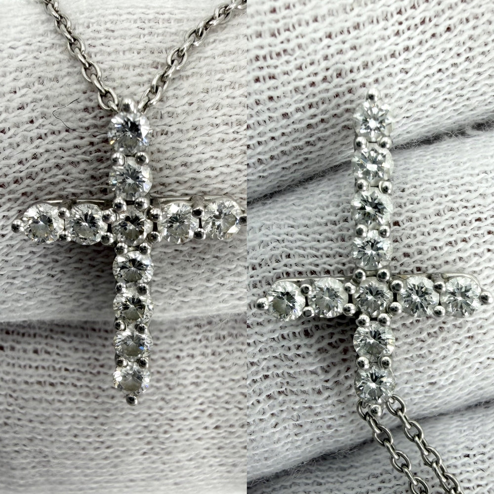 TIFFANY&Co. ティファニー ネックレス クロスペンダント スモール アクセサリー ジュエリー Pt950プラチナ ダイヤモンド レディース 約4.2g【中古品】