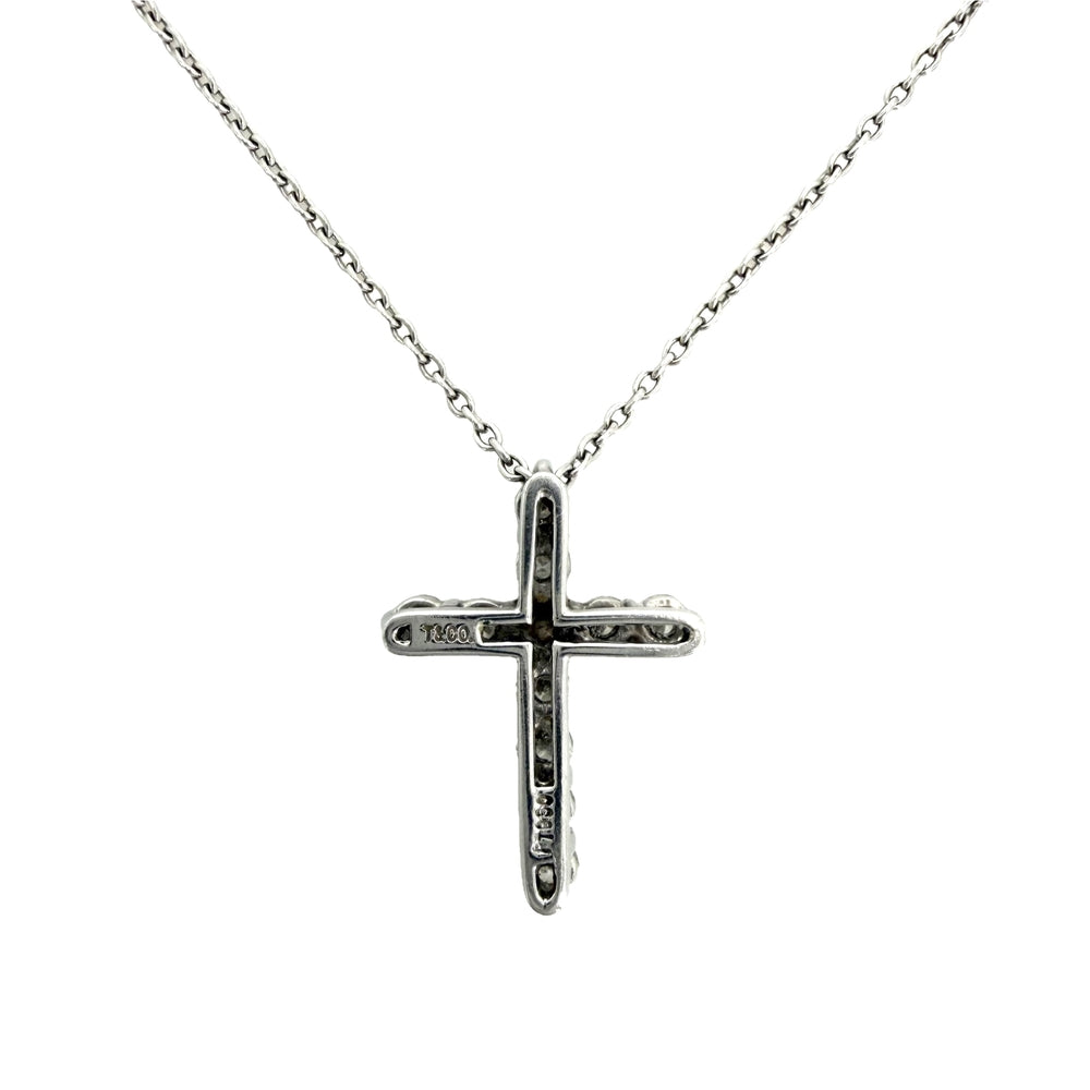 TIFFANY&Co. ティファニー ネックレス クロスペンダント スモール アクセサリー ジュエリー Pt950プラチナ ダイヤモンド レディース 約4.2g【中古品】