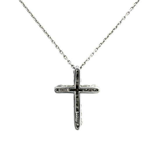 TIFFANY&Co. ティファニー ネックレス クロスペンダント スモール アクセサリー ジュエリー Pt950プラチナ ダイヤモンド レディース 約4.2g【中古品】