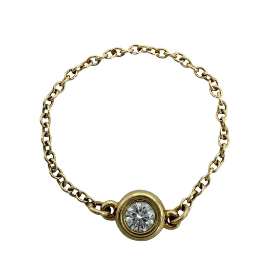 TIFFANY&Co. ティファニー 指輪 エルサペレッティ バイザヤード リング ジュエリー アクセサリー 18金YG Au750 K18イエローゴールド ダイヤモンド 約9号 レディース 約0.5g【中古品】