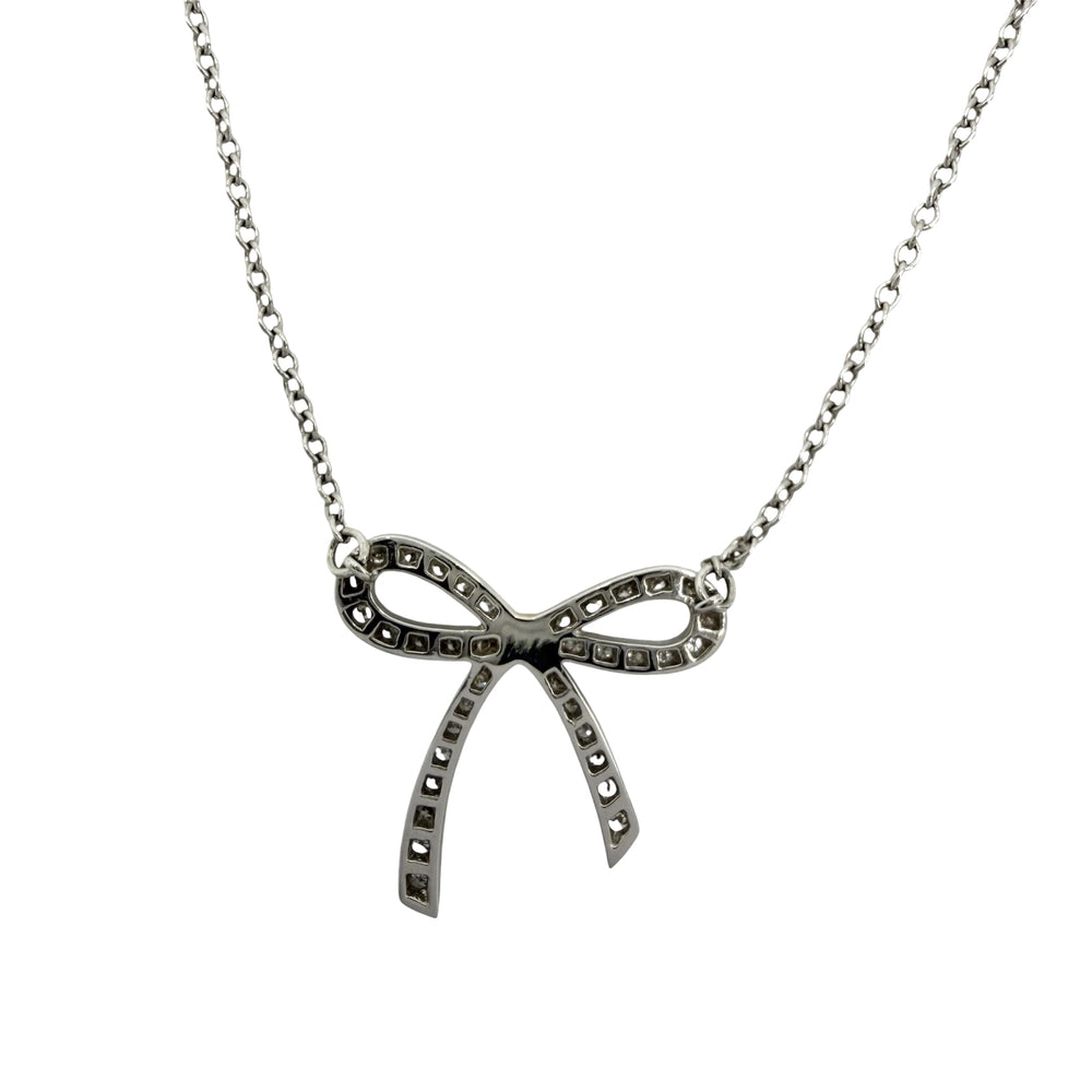 TIFFANY&Co. ティファニー ネックレス ボウ リボン ジュエリー アクセサリー Pt950プラチナ K18イエローゴールド ダイヤモンド レディース 約2.9g【中古品】