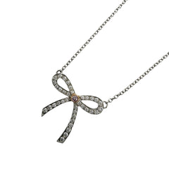 TIFFANY&Co. ティファニー ネックレス ボウ リボン ジュエリー アクセサリー Pt950プラチナ K18イエローゴールド ダイヤモンド レディース 約2.9g【中古品】