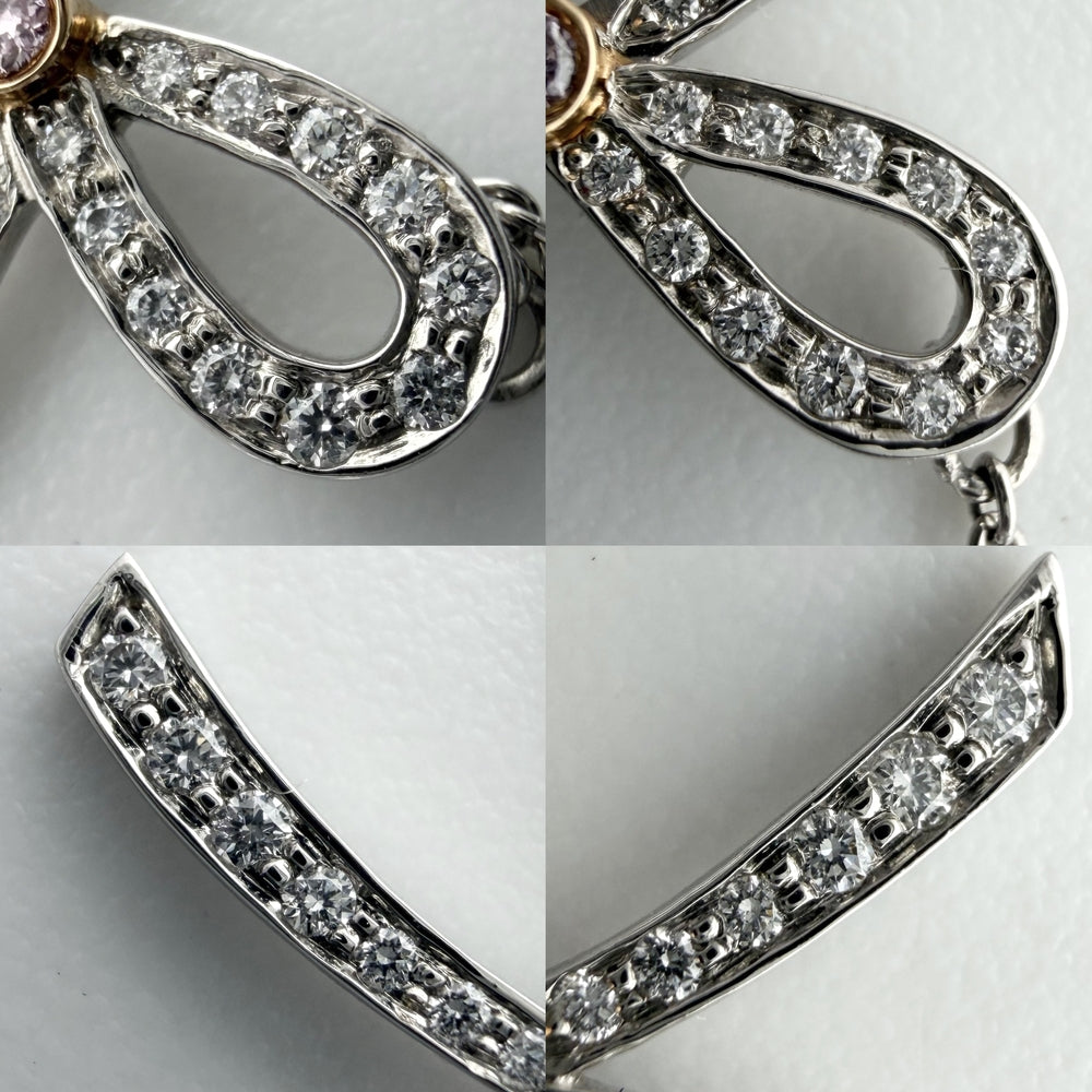 TIFFANY&Co. ティファニー ネックレス ボウ リボン ジュエリー アクセサリー Pt950プラチナ K18イエローゴールド ダイヤモンド レディース 約2.9g【中古品】