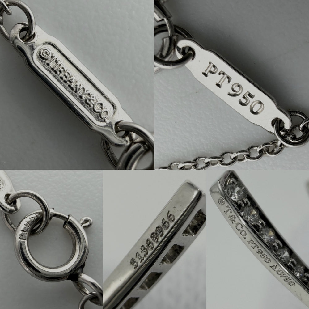 TIFFANY&Co. ティファニー ネックレス ボウ リボン ジュエリー アクセサリー Pt950プラチナ K18イエローゴールド ダイヤモンド レディース 約2.9g【中古品】