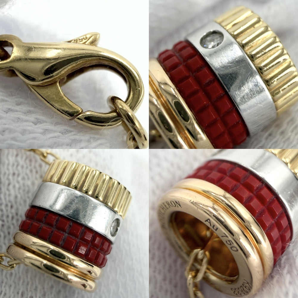 Boucheron ブシュロン ネックレス キャトルレッド スモール アクセサリー ペンダント ジュエリー Au750 18金YG K18イエローゴールド ダイヤモンド レディース 約5.2g【中古品】