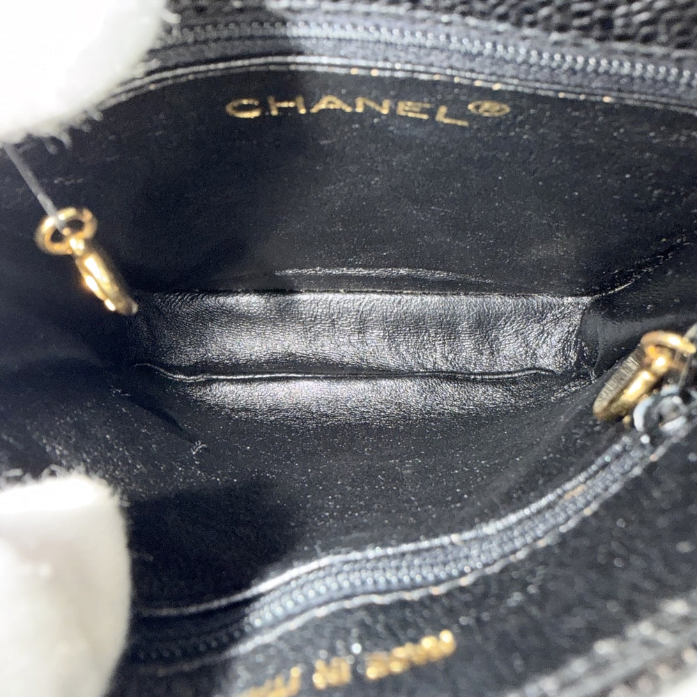CHANEL シャネル ウエストバッグ マトラッセ ボディバッグ 小さめ ココマーク キャビアスキン ブラック 黒 ゴールド金具 レディース【中古品】