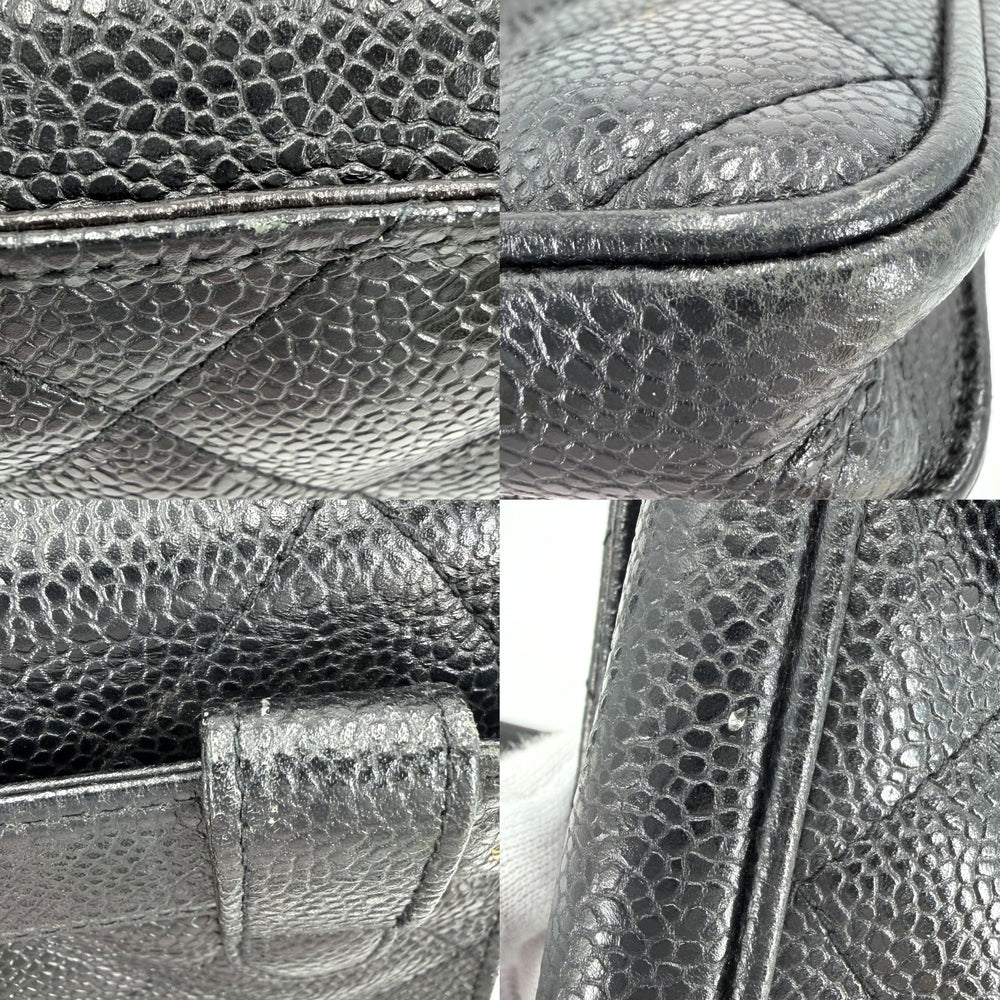 CHANEL シャネル ウエストバッグ マトラッセ ボディバッグ 小さめ ココマーク キャビアスキン ブラック 黒 ゴールド金具 レディース【中古品】