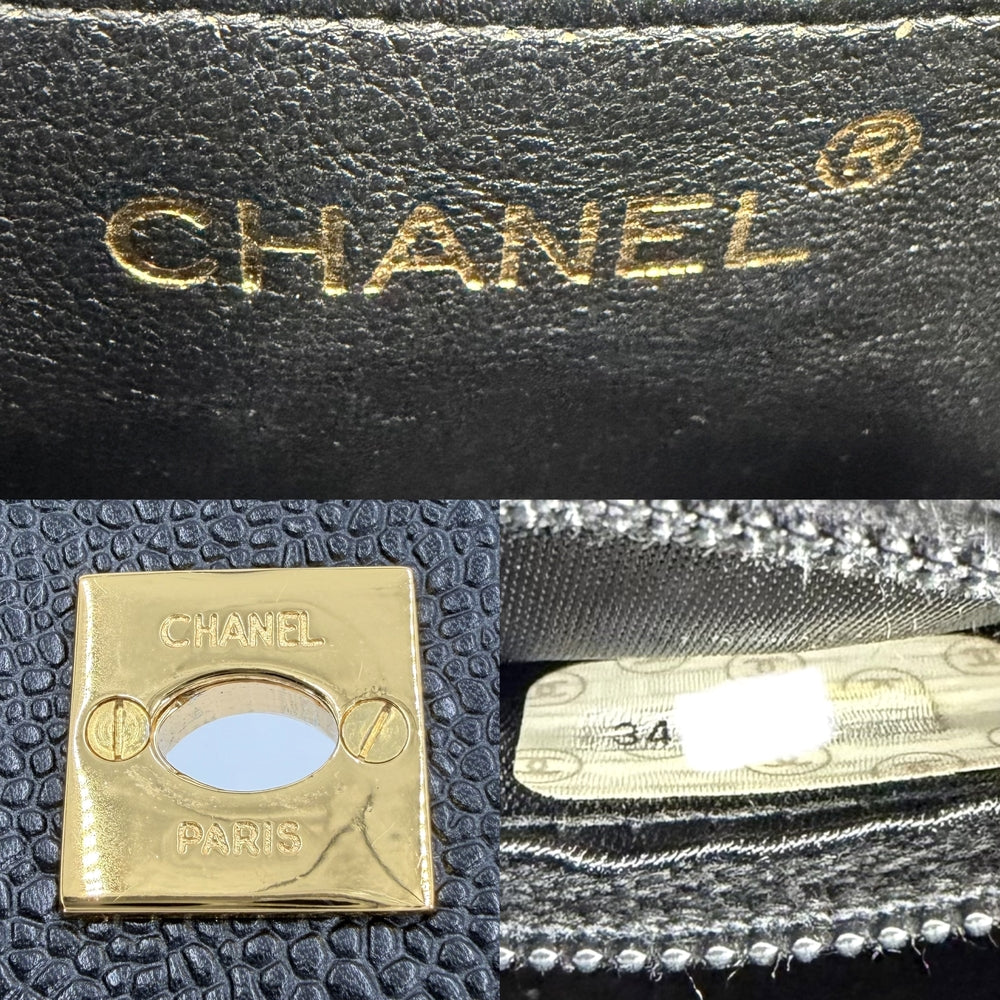 CHANEL シャネル ウエストバッグ マトラッセ ボディバッグ 小さめ ココマーク キャビアスキン ブラック 黒 ゴールド金具 レディース【中古品】