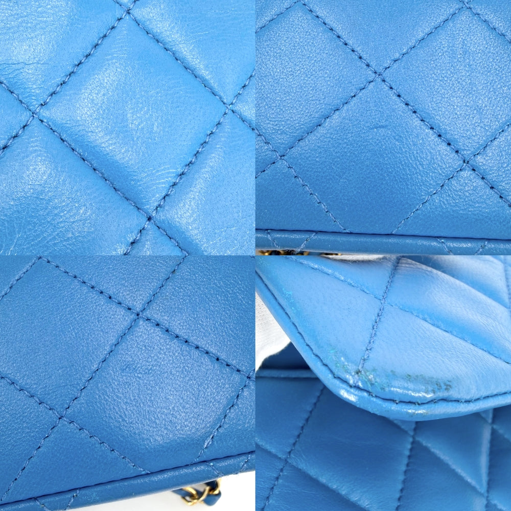 CHANEL シャネル ショルダーバッグ マトラッセ23 ダブルチェーン ダブルフラップ ココマーク ターンロック ラムスキン ブルー 青 ゴールド金具 レディース【中古品】