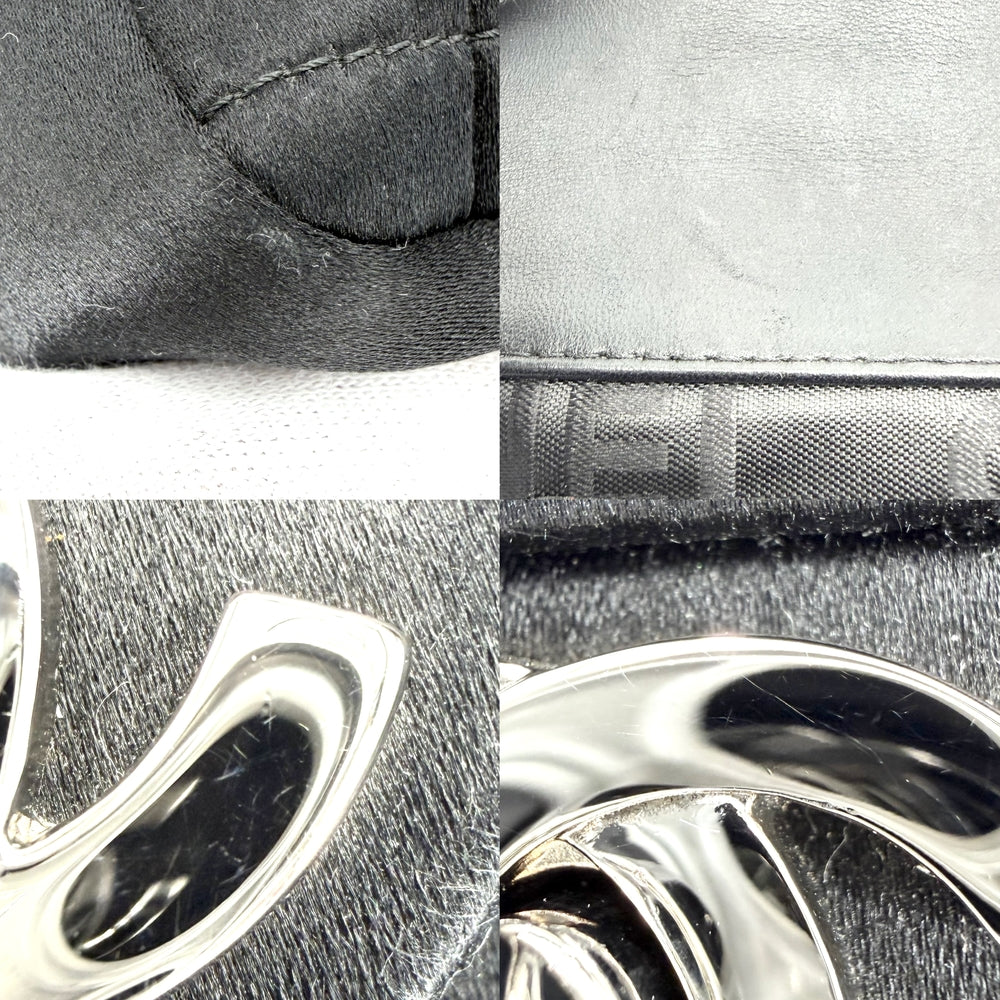 CHANEL シャネル ショルダーバッグ チョコバー チェーンショルダー ポシェット ミニバッグ ココマーク サテン ナイロンキャンバス ブラック 黒 シルバー金具 レディース【中古品】