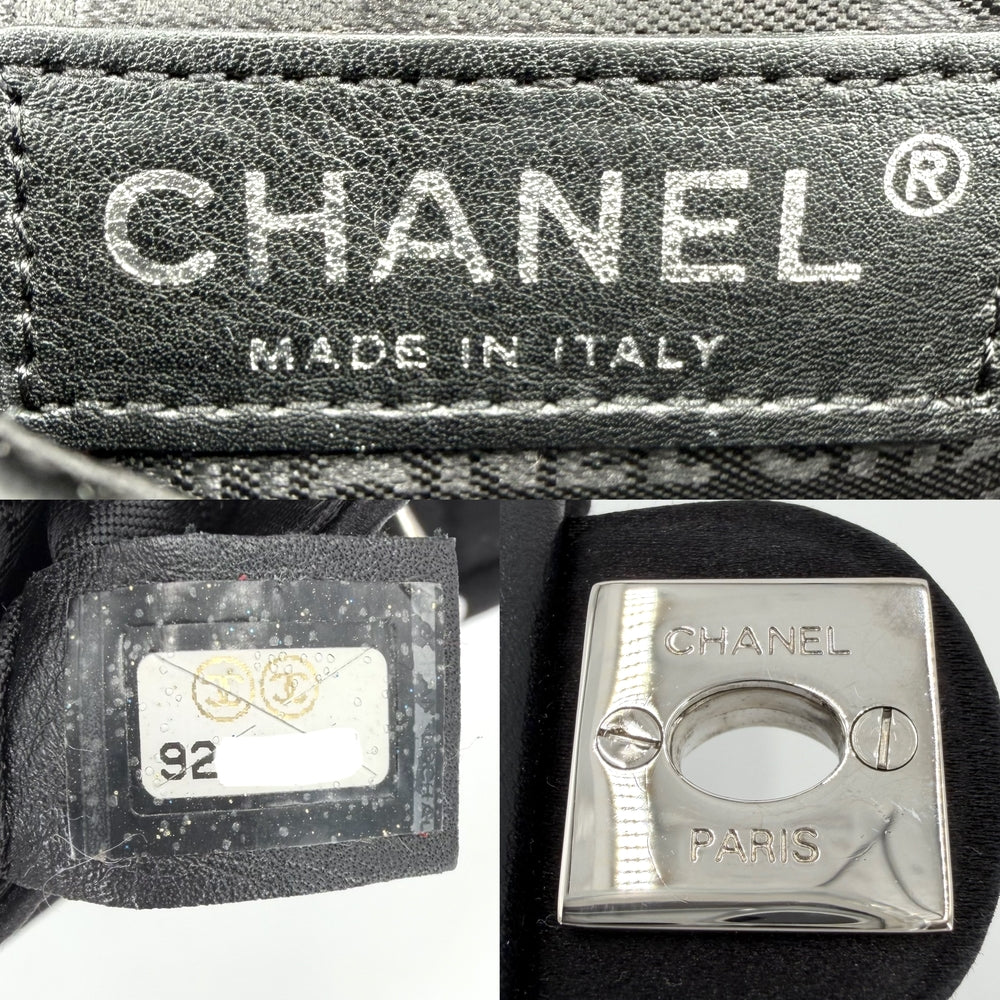 CHANEL シャネル ショルダーバッグ チョコバー チェーンショルダー ポシェット ミニバッグ ココマーク サテン ナイロンキャンバス ブラック 黒 シルバー金具 レディース【中古品】