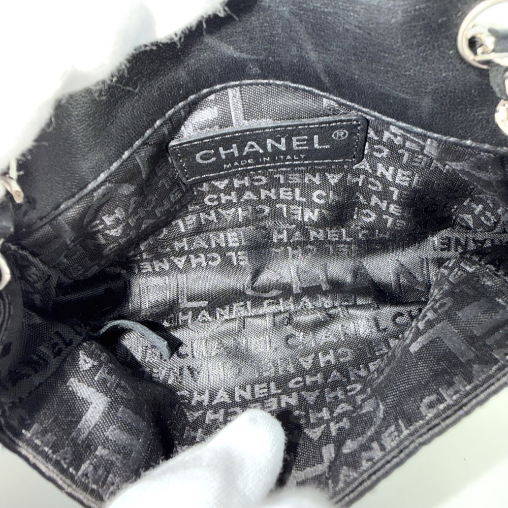 CHANEL シャネル ショルダーバッグ チョコバー チェーンショルダー ポシェット ミニバッグ ココマーク サテン ナイロンキャンバス ブラック 黒 シルバー金具 レディース【中古品】
