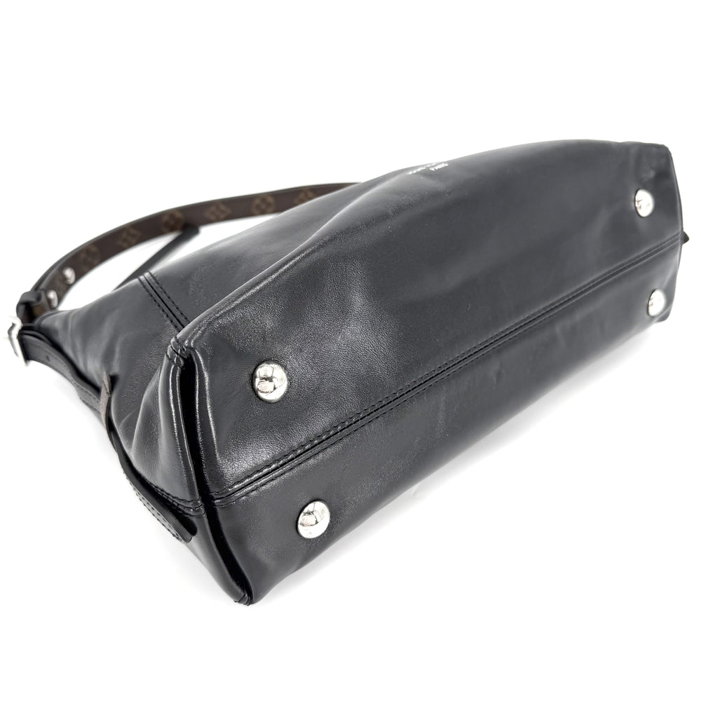 LOUIS VUITTON ルイヴィトン ショルダーバッグ LVバイブ キャリーオールEW ハンドバッグ 2WAY モノグラム M28160 レザー ブラック 黒 シルバー金具 レディース【中古品】