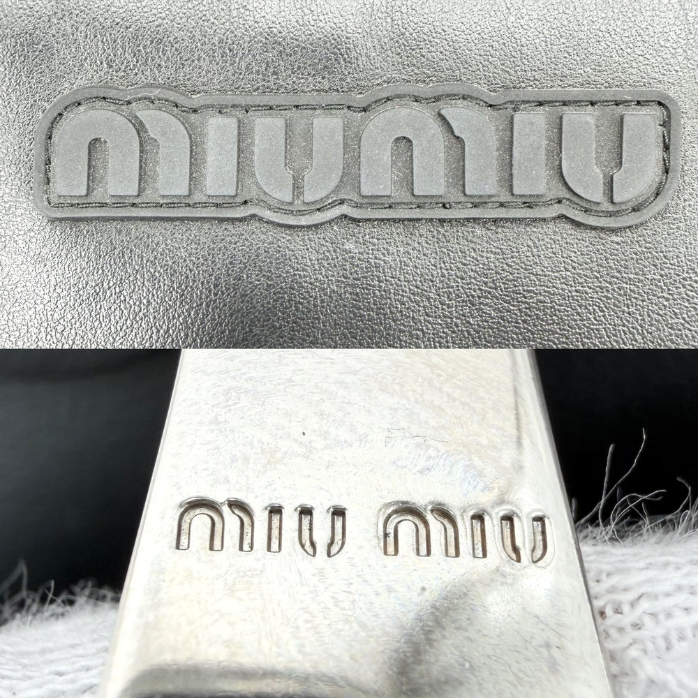 MIUMIU ミュウミュウ リュック ナップサック バックパック 5BZ038 ナイロン レザー ブラック 黒 シルバー金具 レディース【中古品】
