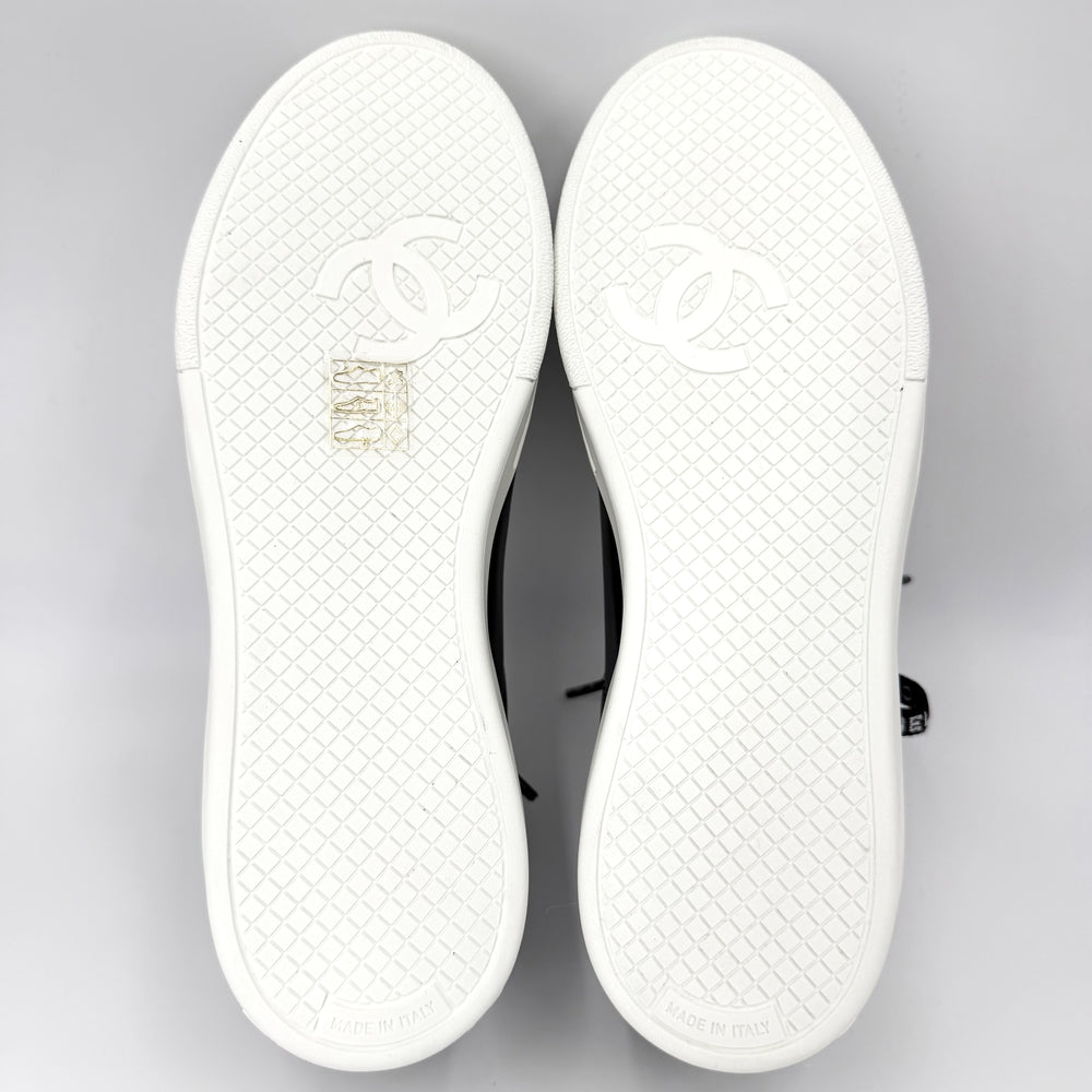 CHANEL シャネル スニーカー ココマーク ロゴ 靴 ローカット 36サイズ 約23cm レザー ブラック 黒 ホワイト 白 レディース【中古品】