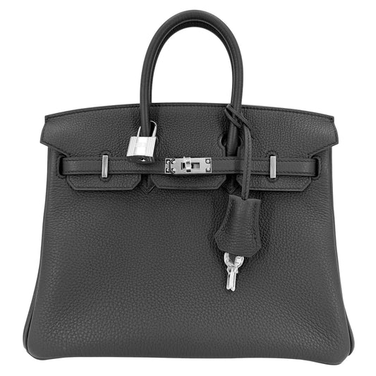 HERMES エルメス ハンドバッグ バーキン25 内縫い G刻印 トゴ ブラック系 シルバー金具 レディース 2026年【中古品】