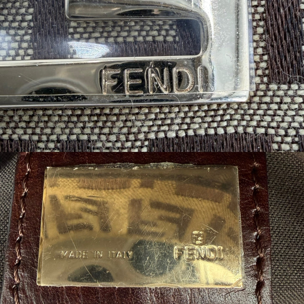 FENDI フェンディ トートバッグ ズッキーノ ハンドバッグ 8BH133 キャンバス レザー ブラウン 茶 ゴールド金具 レディース【中古品】
