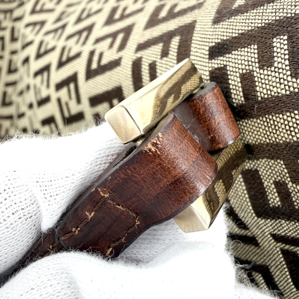 FENDI フェンディ トートバッグ ズッキーノ ハンドバッグ 8BH133 キャンバス レザー ブラウン 茶 ゴールド金具 レディース【中古品】