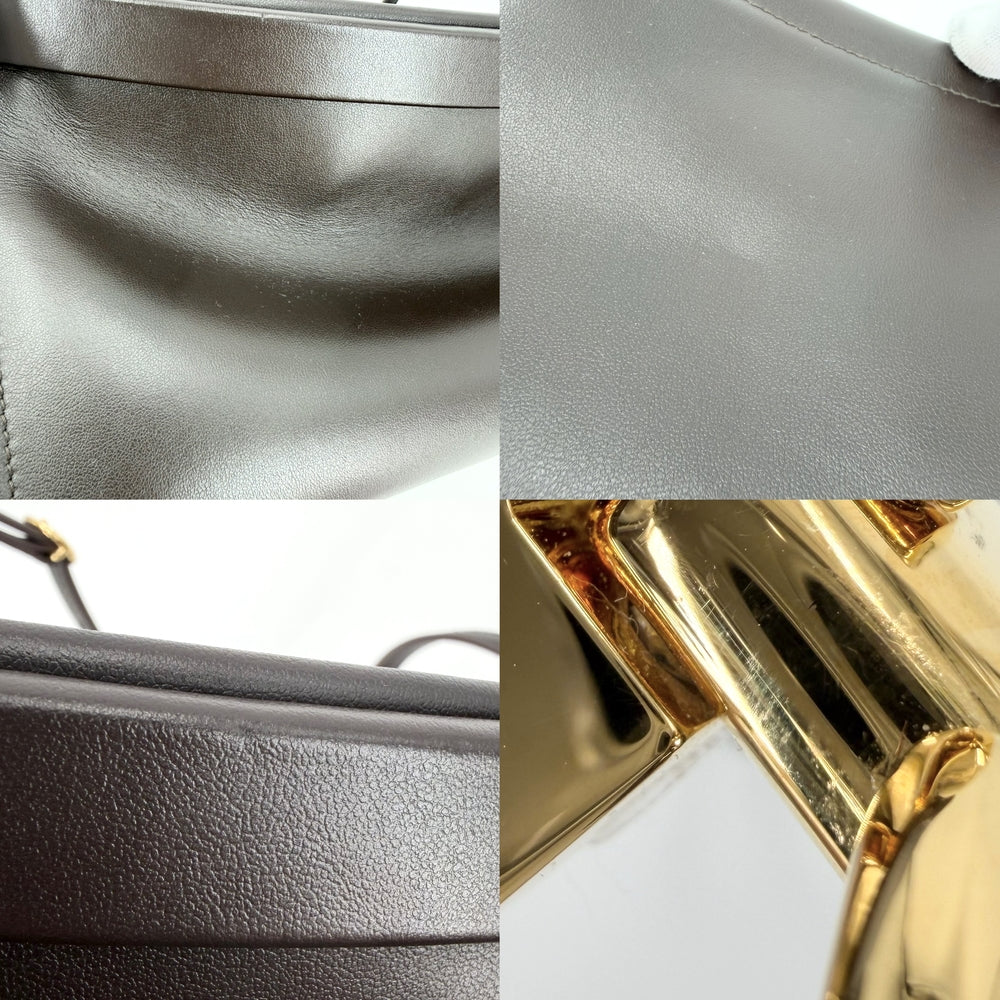 ショルダーバッグ ALAIA アライア ルクリック ミディアム イーストウエスト LE CLICK AA1S0S01430CA332 レザー ブラウン 茶 ゴールド金具 レディース【中古品】