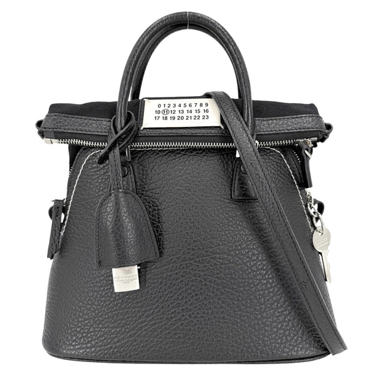 MAISON MARGIELA メゾンマルジェラ 2WAY 5AC ミニ ハンドバッグ ショルダーバッグ S56WG0082 レザー キャンバス ブラック 黒 シルバー金具 レディース【中古品】