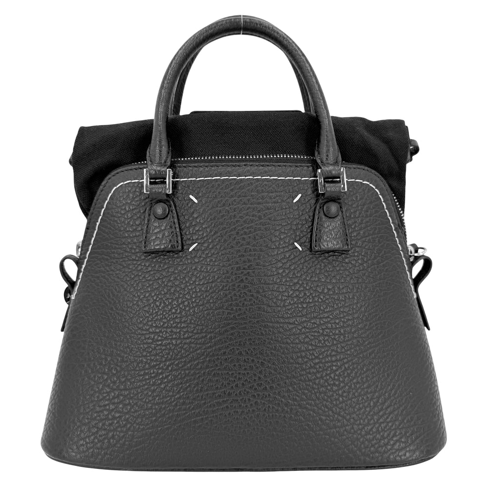 MAISON MARGIELA メゾンマルジェラ 2WAY 5AC ミニ ハンドバッグ ショルダーバッグ S56WG0082 レザー キャンバス ブラック 黒 シルバー金具 レディース【中古品】