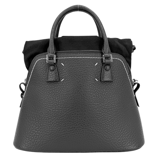 MAISON MARGIELA メゾンマルジェラ 2WAY 5AC ミニ ハンドバッグ ショルダーバッグ S56WG0082 レザー キャンバス ブラック 黒 シルバー金具 レディース【中古品】