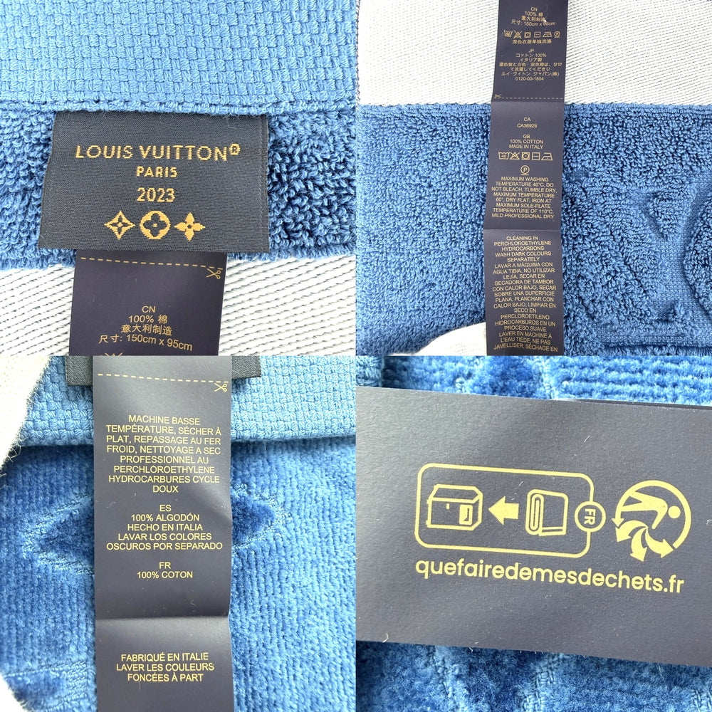 LOUIS VUITTON ルイヴィトン 雑貨 モノグラム ロゴ ビーチタオル ブランケット バスタオル 大判 非売品 R94008 コットン ブルー 青 メンズ【中古品】