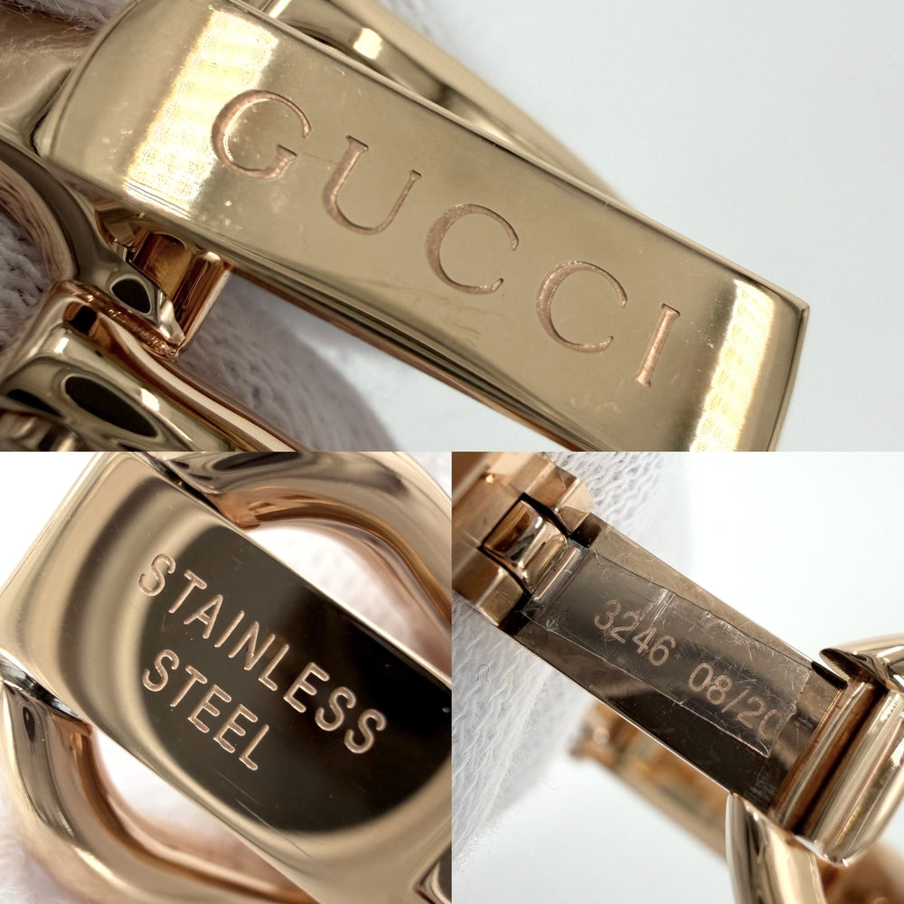 GUCCI グッチ 腕時計 GG ウォッチ 1Pダイヤ 電池式 ピンクシェル文字盤 YA015559 クオーツ ステンレススチール ゴールド ピンク レディース【中古品】