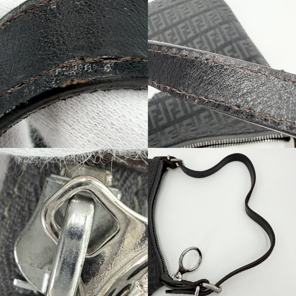 FENDI フェンディ ハンドバッグ ズッキーノ ミニバッグ 8BR248 ベロア グレー ブラウン 茶 シルバー金具 レディース【中古品】
