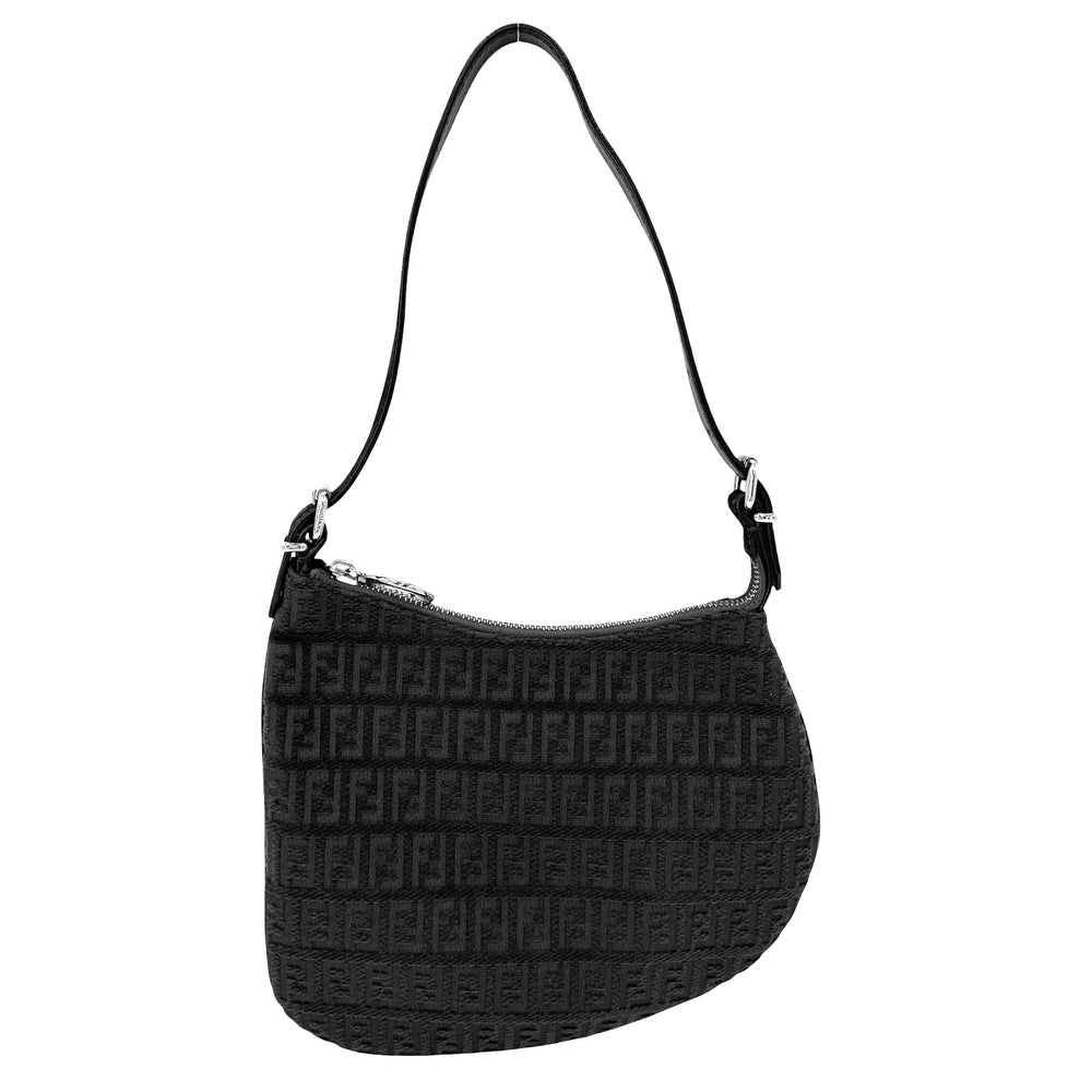 FENDI フェンディ ハンドバッグ ズッキーノ ミニバッグ 8BR248 ベロア グレー ブラウン 茶 シルバー金具 レディース【中古品】