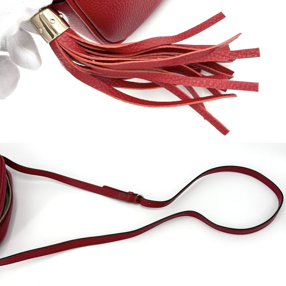GUCCI グッチ ショルダーバッグ ソーホー インターロッキングG スモールディスコバッグ 722319 レザー レッド 赤 ゴールド金具 レディース【中古品】