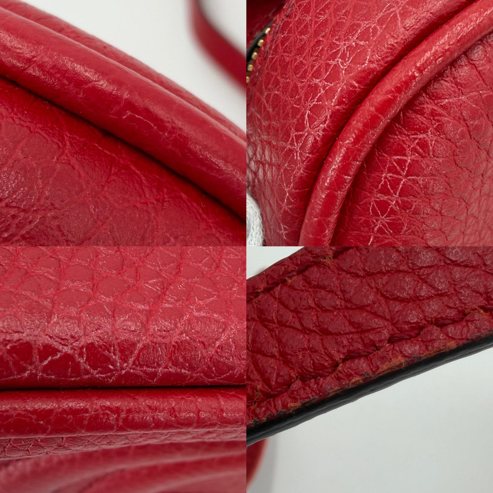 GUCCI グッチ ショルダーバッグ ソーホー インターロッキングG スモールディスコバッグ 722319 レザー レッド 赤 ゴールド金具 レディース【中古品】