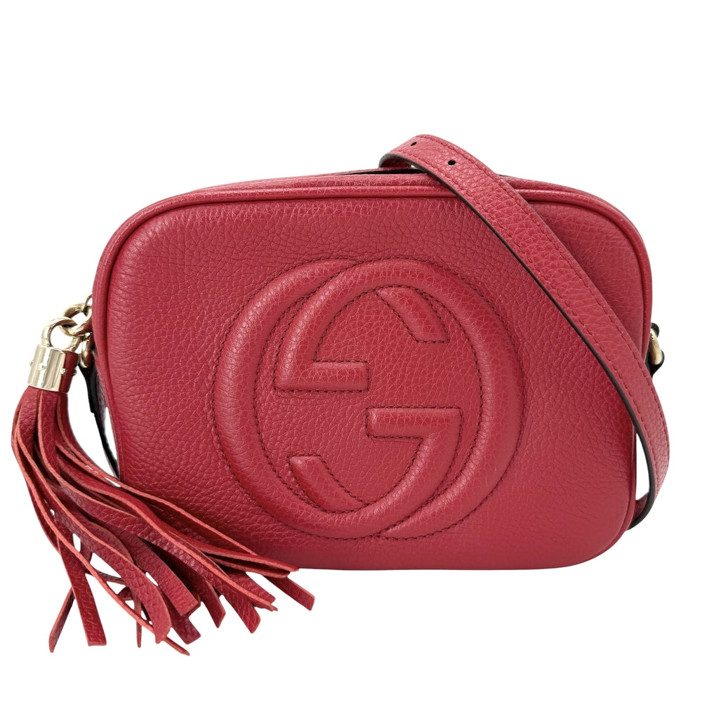 GUCCI グッチ ショルダーバッグ ソーホー インターロッキングG スモールディスコバッグ 722319 レザー レッド 赤 ゴールド金具 レディース【中古品】
