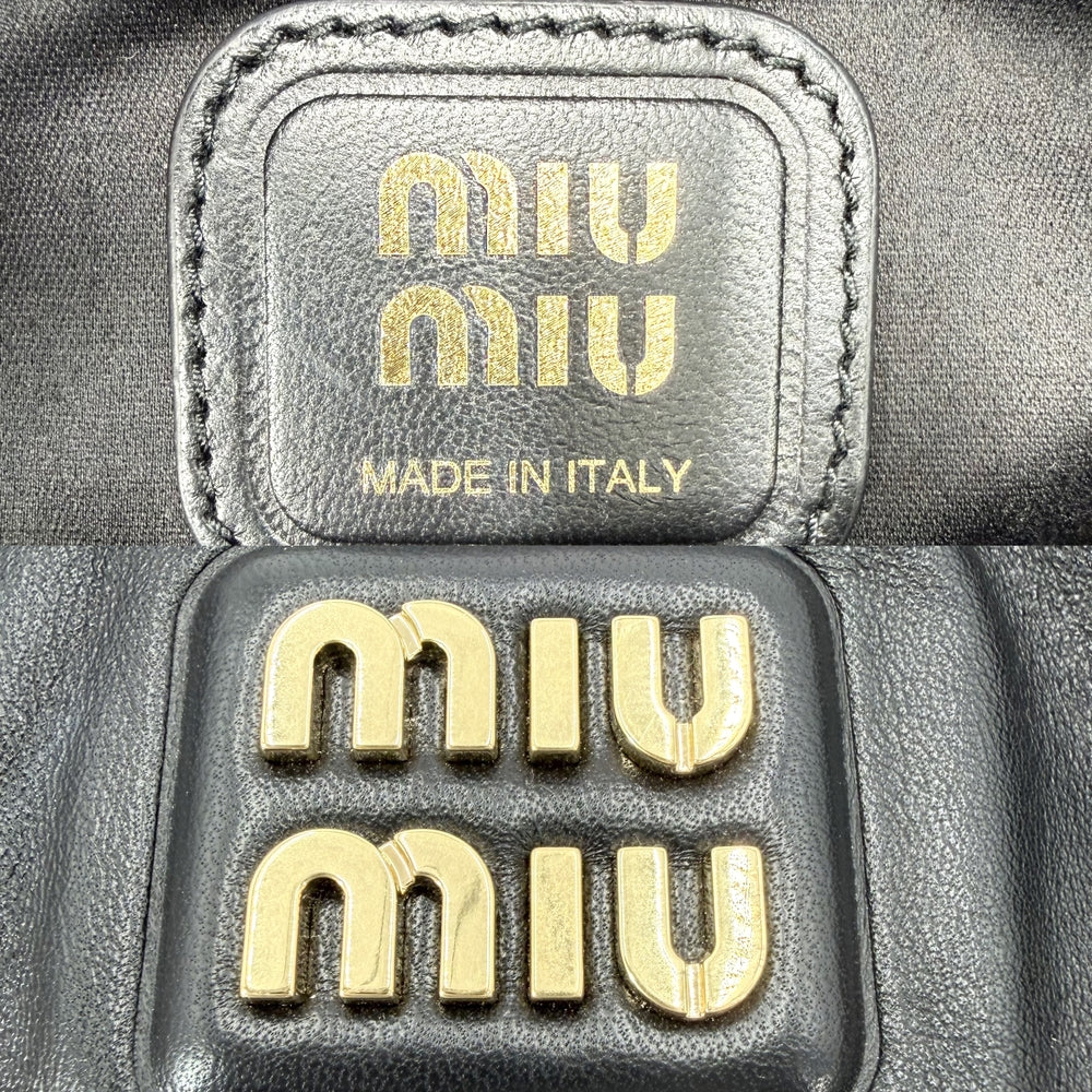 MIUMIU ミュウミュウ ショルダーバッグ ジョワ 巾着 トートバッグ 5BG303 ナッパレザー ブラック 黒 ゴールド金具 レディース【中古品】