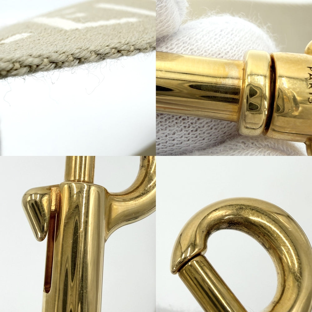 CELINE セリーヌ 小物 ロゴ ショルダーストラップ キャンバス ベージュ ゴールド金具 レディース【中古品】