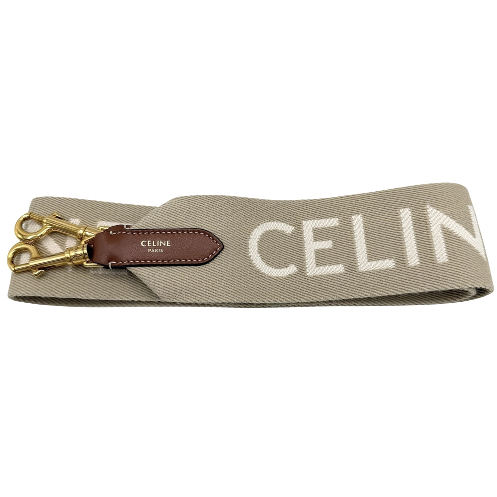 CELINE セリーヌ 小物 ロゴ ショルダーストラップ キャンバス ベージュ ゴールド金具 レディース【中古品】