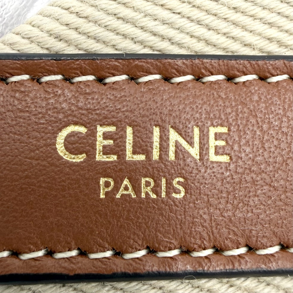CELINE セリーヌ 小物 ロゴ ショルダーストラップ キャンバス ベージュ ゴールド金具 レディース【中古品】