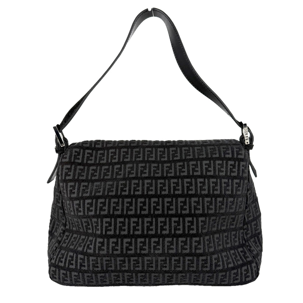 FENDI フェンディ ハンドバッグ ズッキーノ マンマバケット 8BR001 レザー ベロア ブラック 黒 シルバー金具 レディース【中古品】