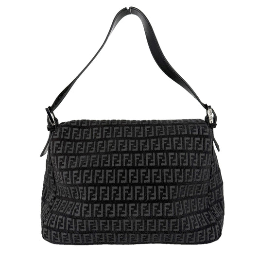 FENDI フェンディ ハンドバッグ ズッキーノ マンマバケット 8BR001 レザー ベロア ブラック 黒 シルバー金具 レディース【中古品】