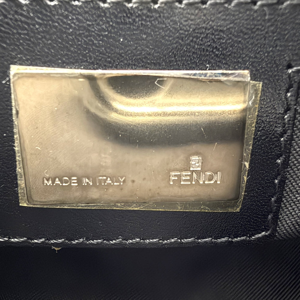 FENDI フェンディ ハンドバッグ ズッキーノ マンマバケット 8BR001 レザー ベロア ブラック 黒 シルバー金具 レディース【中古品】