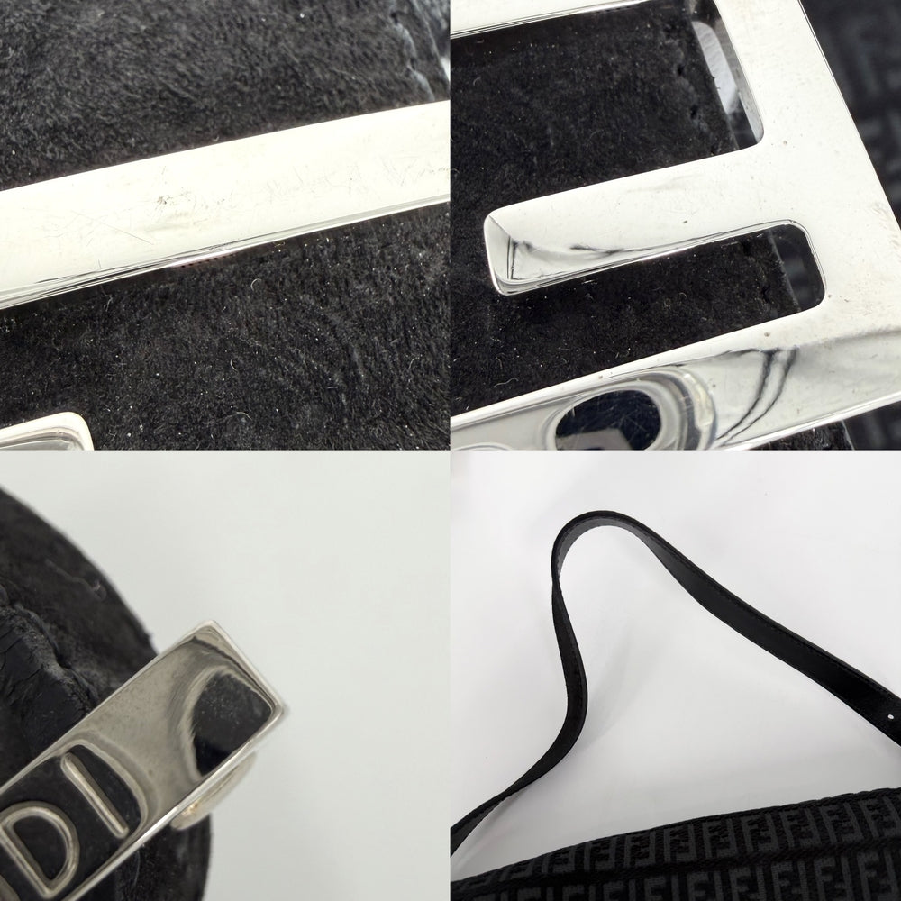 FENDI フェンディ ハンドバッグ ズッキーノ マンマバケット 8BR001 レザー ベロア ブラック 黒 シルバー金具 レディース【中古品】