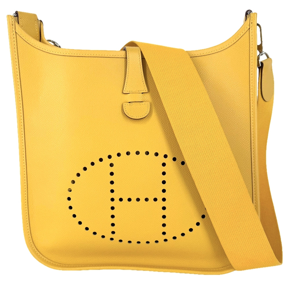 HERMES エルメス ショルダーバッグ エヴリン1GM Evelyne かばん 鞄 □M刻印 レザー イエロー シルバー金具 レディース 2009年【中古品】