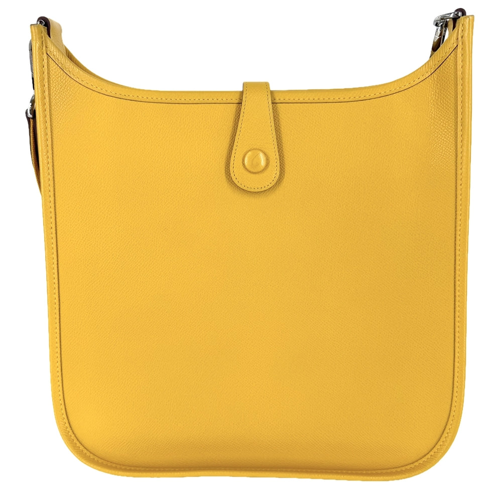 HERMES エルメス ショルダーバッグ エヴリン1GM Evelyne かばん 鞄 □M刻印 レザー イエロー シルバー金具 レディース 2009年【中古品】