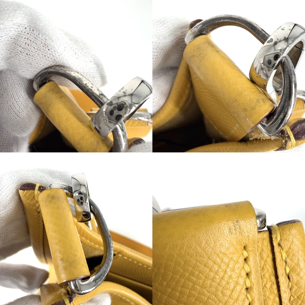 HERMES エルメス ショルダーバッグ エヴリン1GM Evelyne かばん 鞄 □M刻印 レザー イエロー シルバー金具 レディース 2009年【中古品】