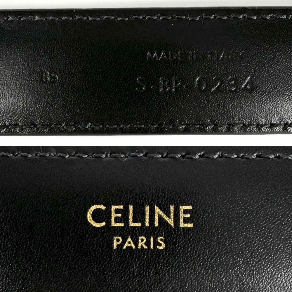 CELINE セリーヌ ベルト トリオンフ ファッションアイテム シンプル 85サイズ レザー ブラック 黒 ゴールド金具 レディース【中古品】