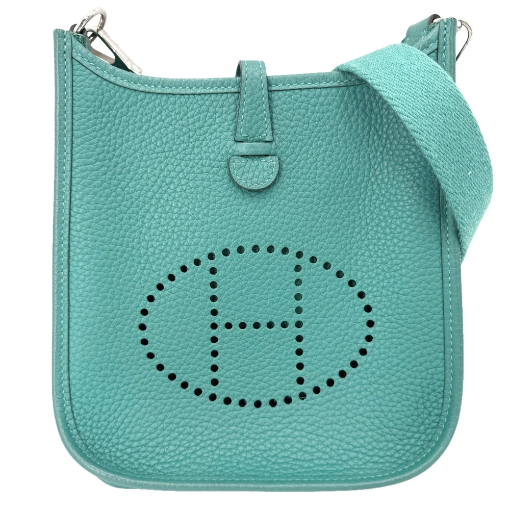 HERMES エルメス ショルダーバッグ エブリンTPM ポシェット Evelyne 小さめ D刻印 レザー グリーン 緑 シルバー金具 レディース 2019年【中古品】
