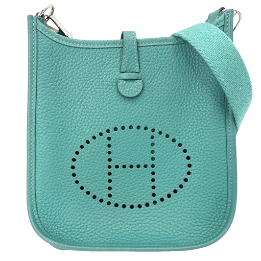 HERMES エルメス ショルダーバッグ エブリンTPM ポシェット Evelyne 小さめ D刻印 レザー グリーン 緑 シルバー金具 レディース 2019年【中古品】